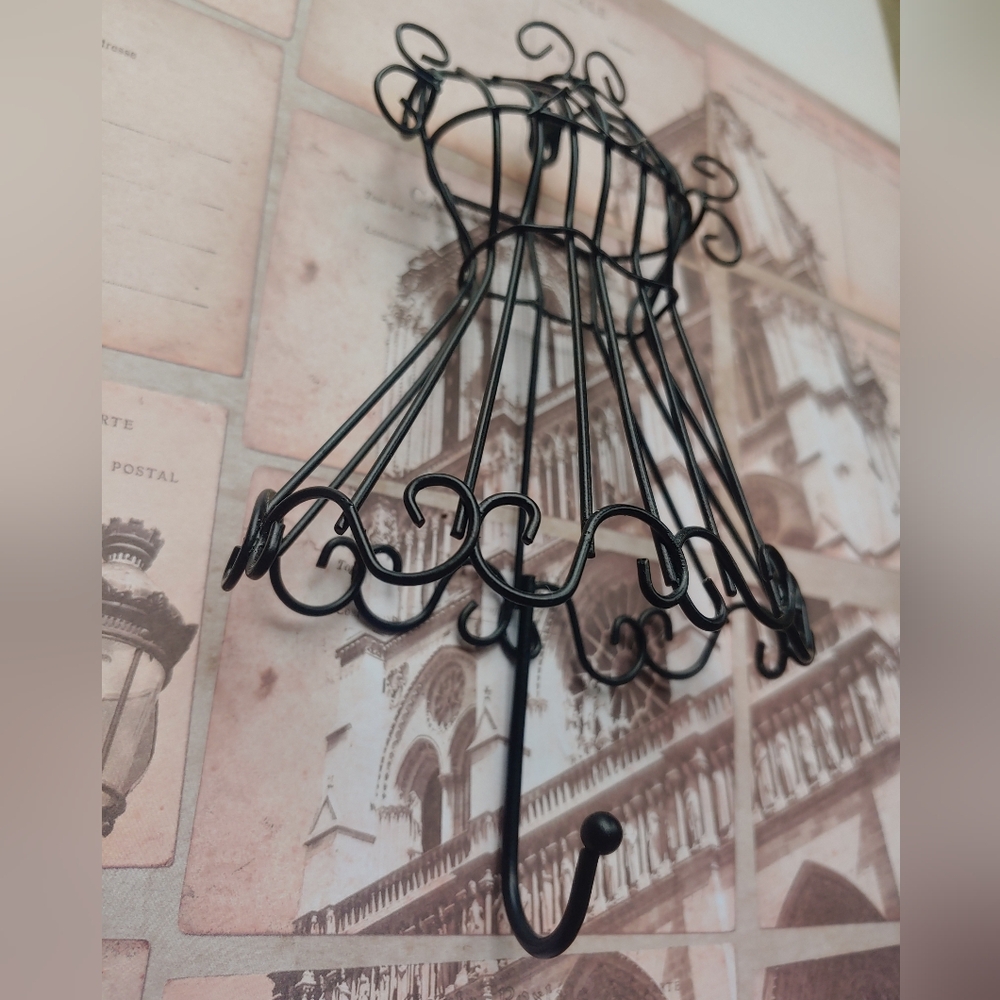 RARE Vintage 90s Fashion Dress Black Metal Hook Hanger Wall Decor Art - Picture 10 of 11